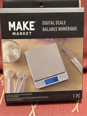 MAKE Market Silver Digital Kitchen Scale with Blue Backlit Display NIB